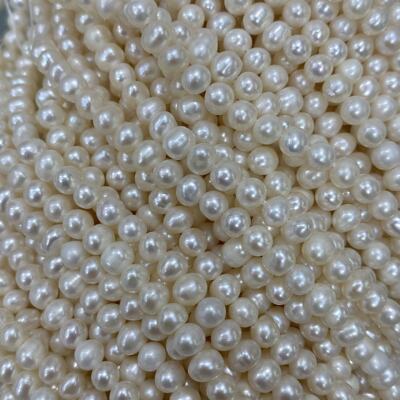 天然淡水珍珠 4~5mm 强光 无花皮 土豆圆 diy项链 手链无核珍珠