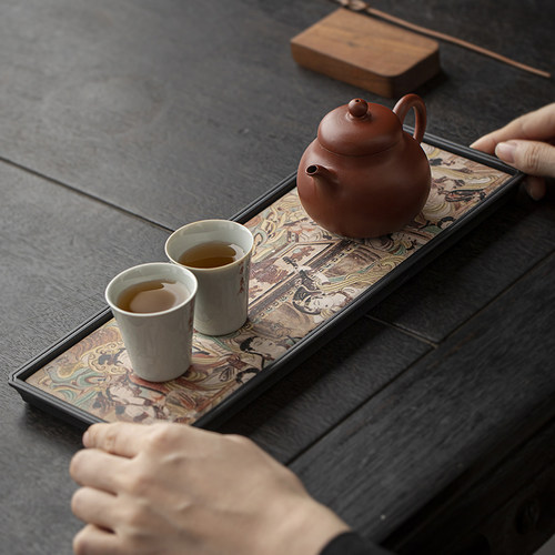 陶瓷吸水小茶盘家用日式功夫茶具迷你茶海干泡茶托盘茶台