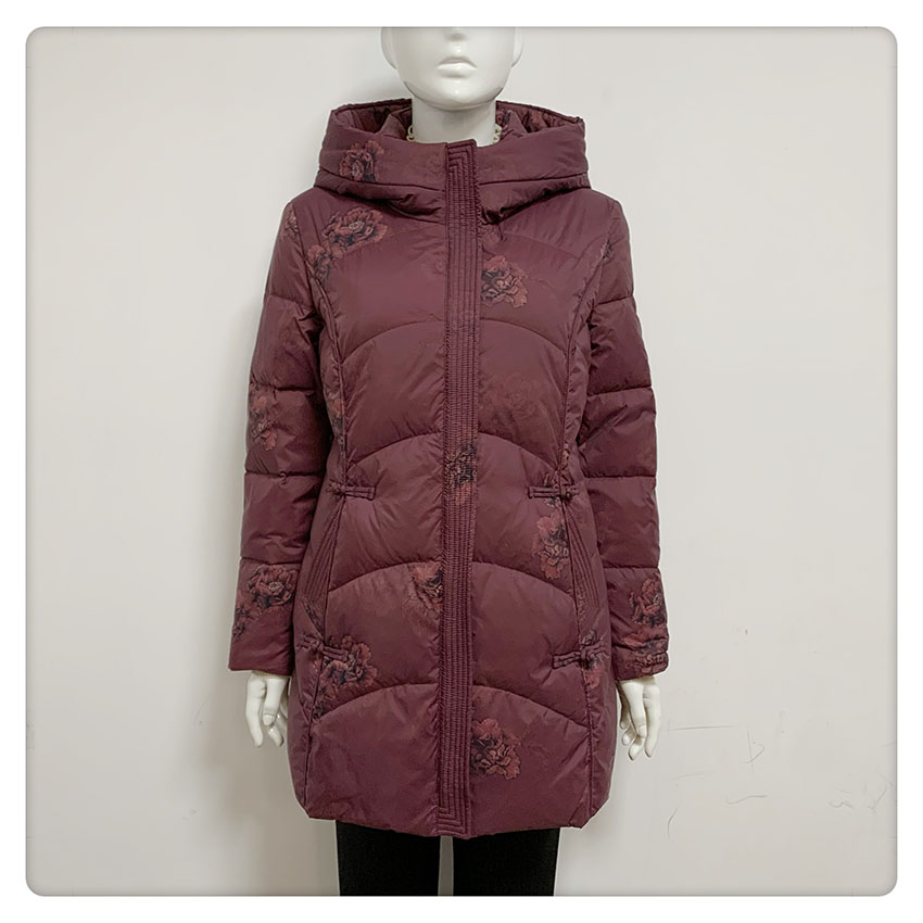 【闭店清仓】，234806福太太妈妈穿大版型国风款带帽休闲羽绒服