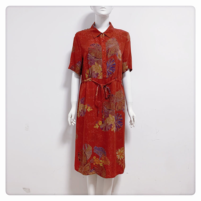 【闭店清仓】，232418款福太太妈妈装大码高级桑蚕丝夏季连衣裙