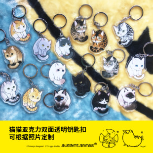 原创 短毛猫亚克力钥匙扣 橘猫虎斑狸花美短英短加菲豹猫斯芬克斯