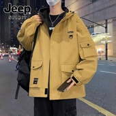 外套加肥加大潮牌连帽男生胖子冲锋 夹克男士 JEEP SPIRIT吉普工装