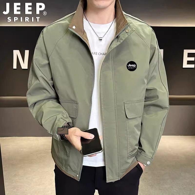 JEEP SPIRIT吉普秋季新款夹克立领男外套休闲百搭工装大码夹克衫