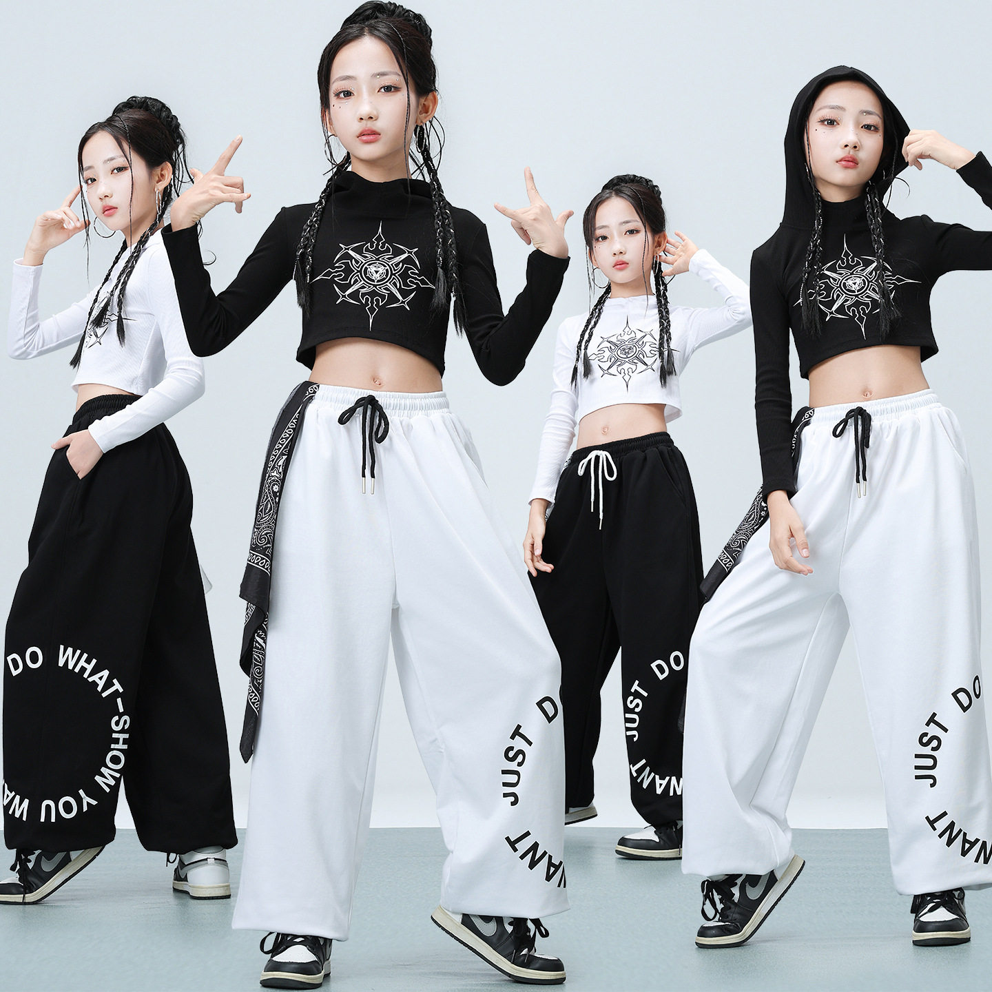 女童爵士舞服装女生jazz舞蹈比赛练功服女孩时髦嘻哈街舞演出潮服
