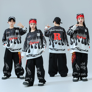 儿童街舞潮服速干T恤衫定制印字满身印练功服hiphop男童演出服装