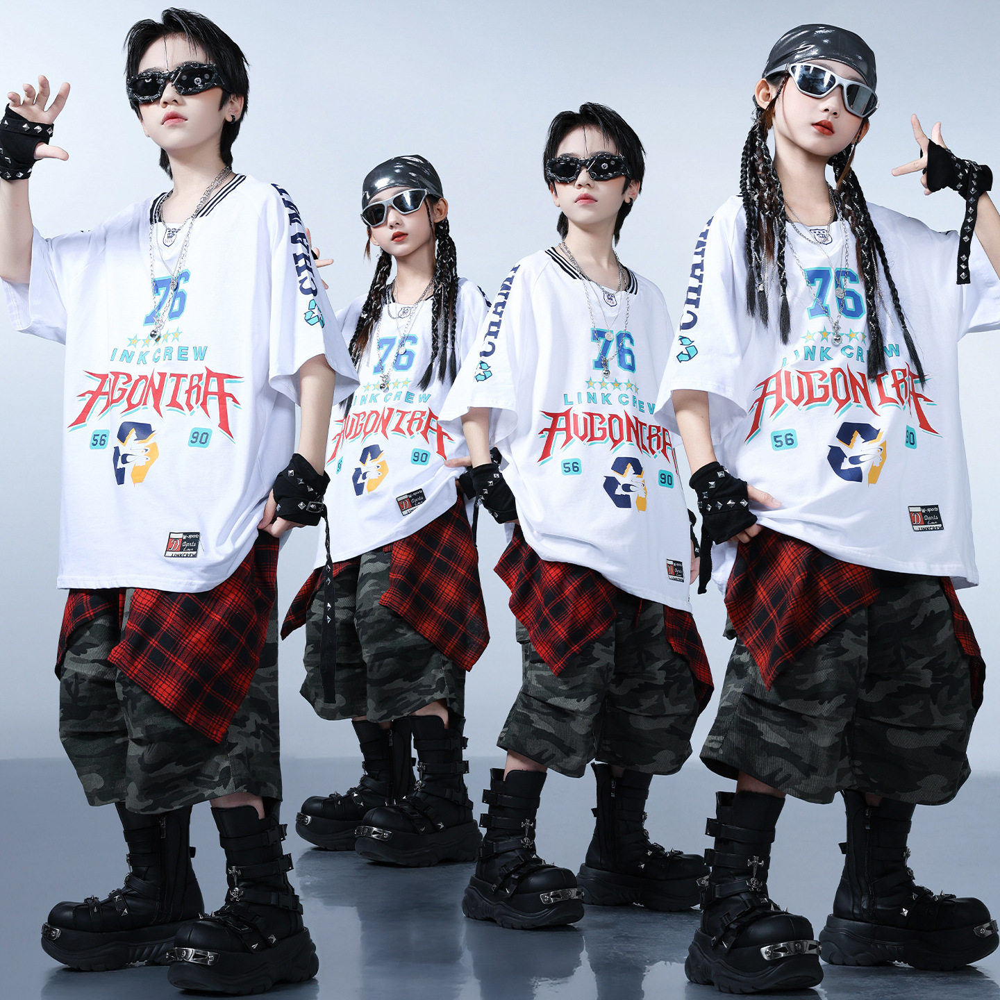 儿童美式街舞潮服少儿架子鼓表演女生爵士舞男孩嘻哈hiphop演出服