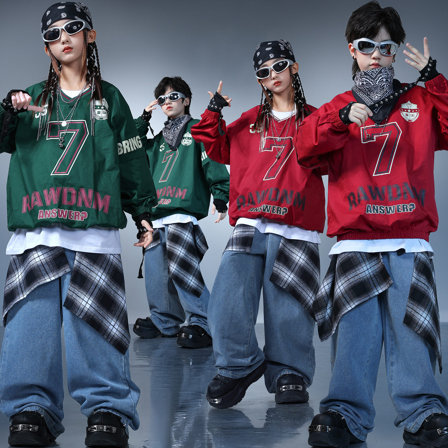 儿童hiphop美式潮牌街舞酷炫演出服少儿帅气架子鼓模特走秀表演服