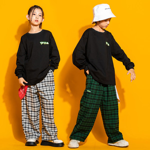 儿童hiphop街舞套装长袖卫衣定制春秋小学生少儿popping演出服潮