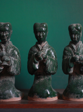 仿古汉代人俑汉俑说唱俑击鼓俑汉绿釉摆件影视剧陈设甩袖跳舞人物