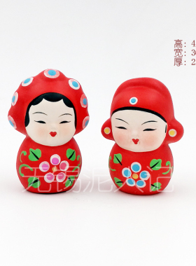 惠山泥人无锡特产新郎新娘摆件纯手工精品泥塑新年礼物装饰品礼物