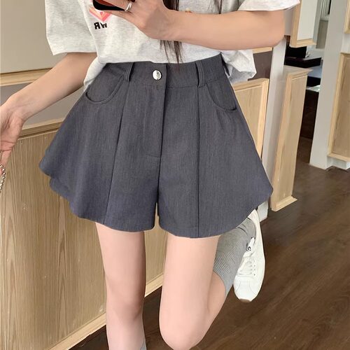 设计感荷叶边拼接A字裙裤短裤