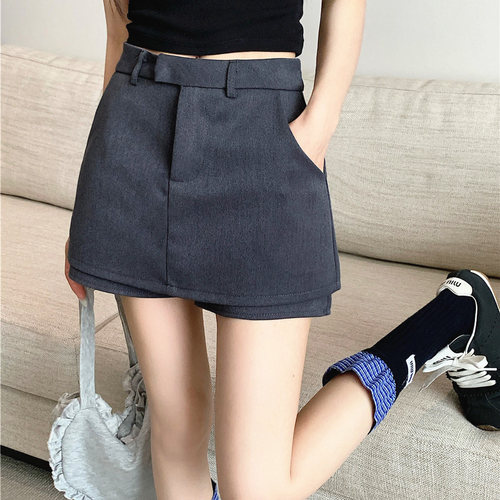 简约百搭防走光西装半身裙裤女
