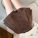 设计感灯芯绒裙裤 外穿 女秋冬胖m复古减龄百褶高腰条绒A字阔腿短裤