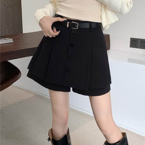 纯色半身裙减龄百褶裙裤女
