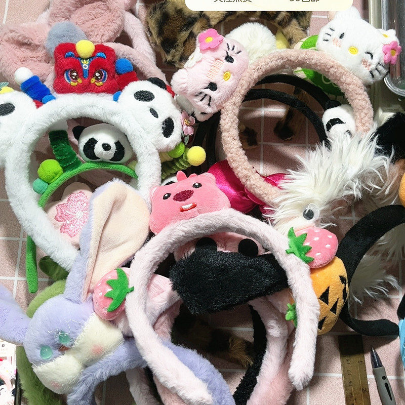 满30包邮随机10个价卡通发箍成品毛绒充棉成品头扣