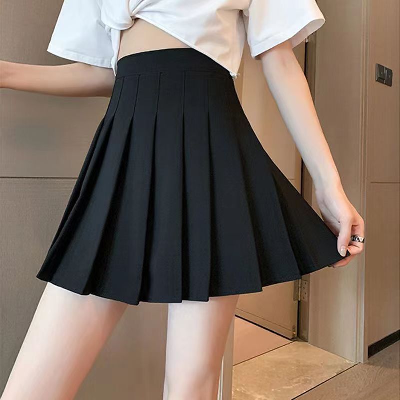百褶裙女夏季白色短裙日系高腰显瘦秋冬新款jk格子大码a字半身裙
