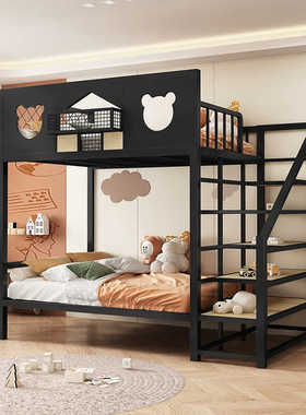 双人床铁艺高架床单上层上床下桌阁楼床宿舍铁床上下铺儿童双层床