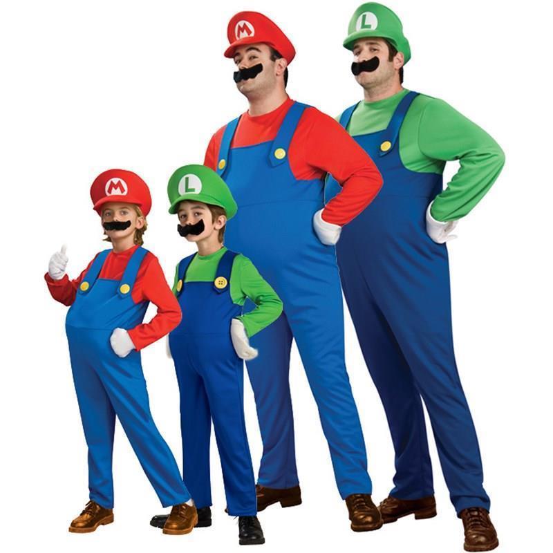 Adults Kids Super Mario Bros Cosplay Halloween Costume Set-封面