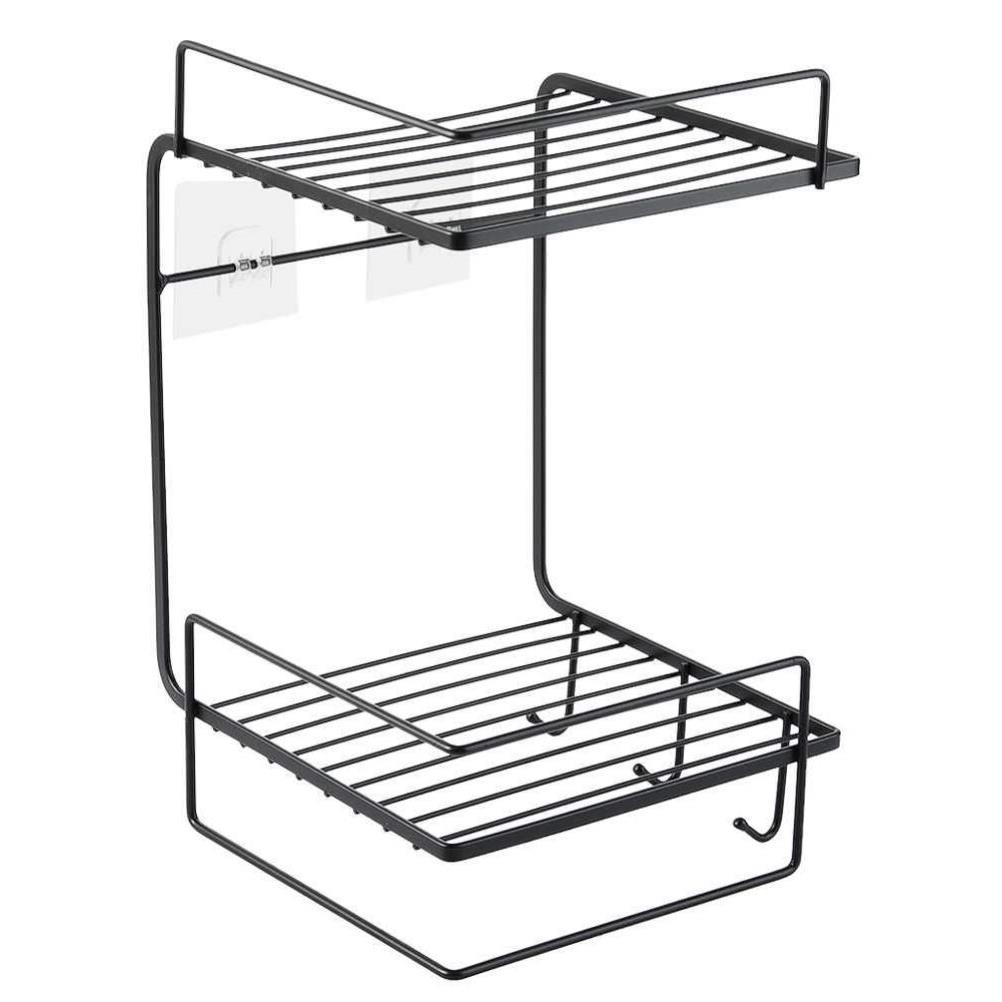 iron wall frame bathroom double deck rack shelf haner new