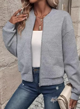 Spring fashionable half-high neck zip knitted cardigan women