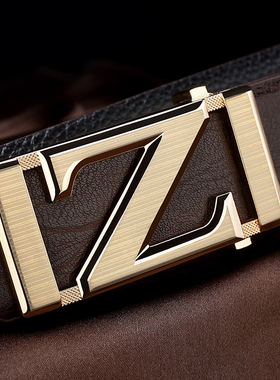 Z字皮带男士真皮头层牛皮平滑扣腰带男休闲百搭青年简约西服裤带