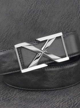 青年潮腰带绿色休闲X字母皮带男软牛皮韩版个性真皮百搭学生裤带