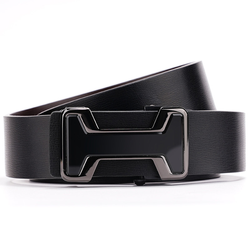男士真皮无牙无孔皮带简约自动扣内穿年轻人潮流时尚裤带学生腰带