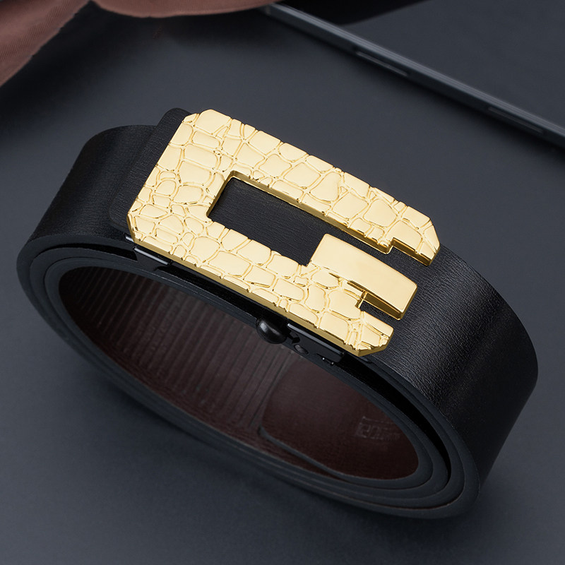 无牙无孔男士皮带真皮自动扣牛皮腰带男休闲时尚商务内穿潮流裤带