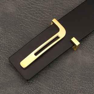 纯皮棕色裤 真皮T字腰带青年时尚 带 男士 高档钢扣皮带休闲百搭韩版