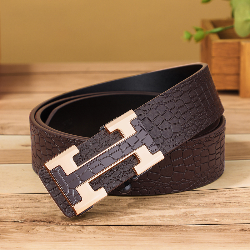 新款无牙无孔皮带男士真皮自动扣休闲韩版潮流发型师年轻人裤腰带