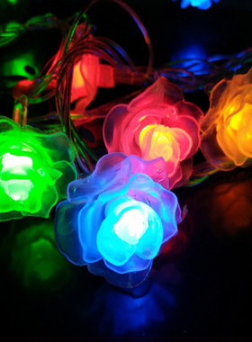 玫瑰花彩灯闪灯串灯电池太阳能USB插电遥控220V110V节日浪漫装饰