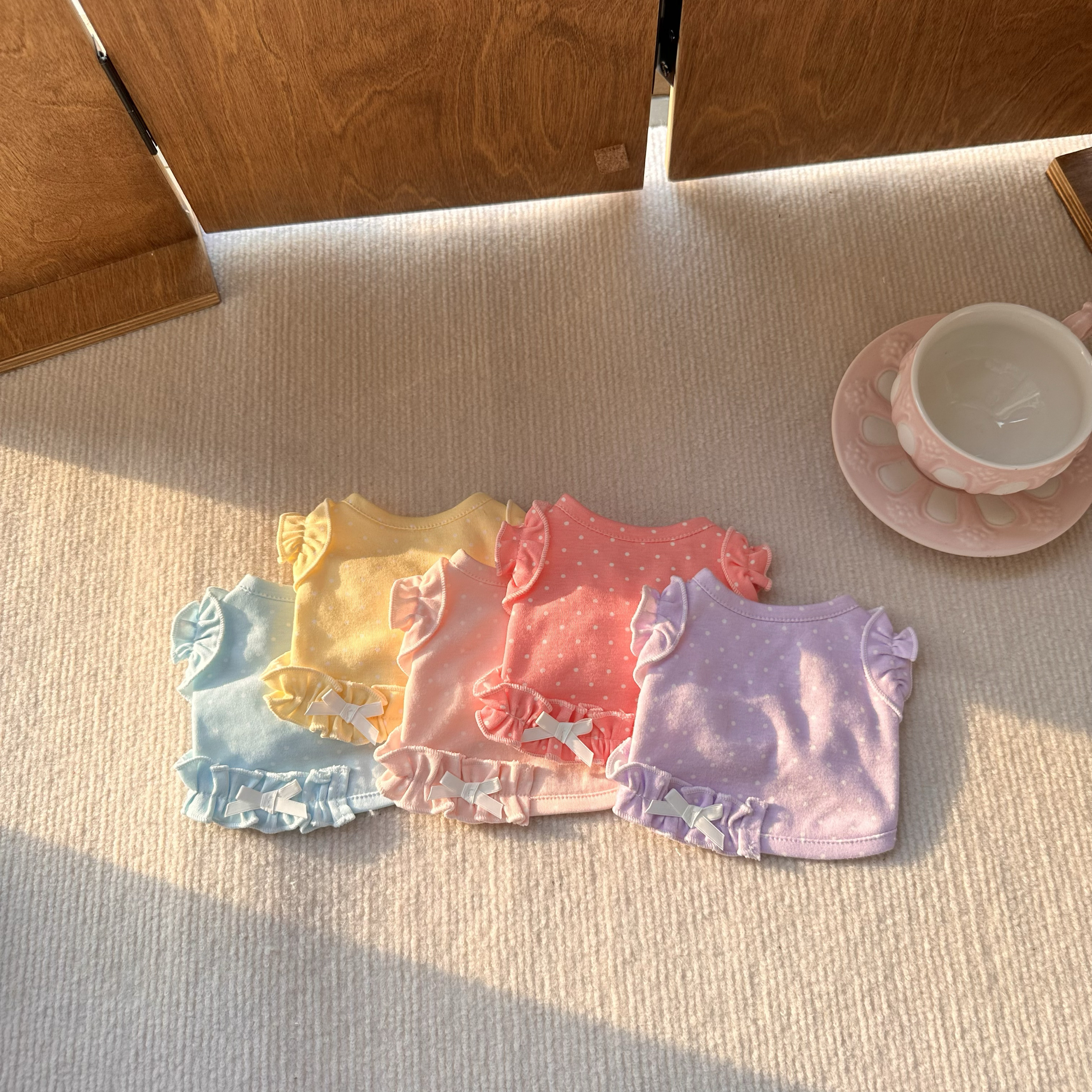 pipier宠物狗狗春夏猫咪糖果色背心家居服新款波点纯棉小型犬短款