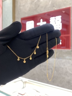 周大福代购 ING系列亮片流苏足金黄金项链女 正品克减计价F235588