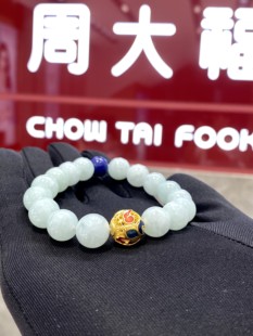周大福传承足金 国玉翡翠祥云纹转运珠黄金手串正品7折定价K65117