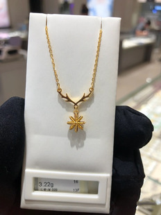 周大福代购 足金 新款鹿角雪花黄金项链 专柜正品克减80 F226619