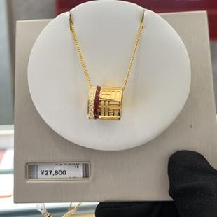 周大福代购 新款传福系列足金福字黄金镶钻项链女 定价78折 RU549