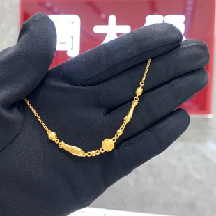 周大福代购 传承系列年年富裕福鱼足金黄金手链克减80计价F235570