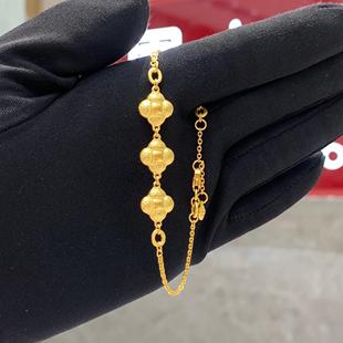 周大福代购 流金岁月系列海棠窗黄金足金手链 克减80 计价F234892