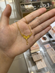 周大福代购 优雅丁香花朵朵花开足金黄金项链 专柜正品计价EOF850