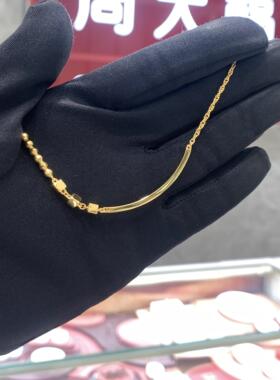 ING系列小方糖微笑足金黄金手链