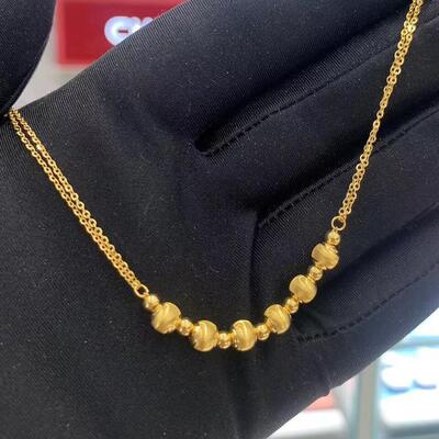 周大福六颗猫眼方糖足金黄金手链