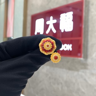 周大福代购 传承系列珐琅南瓜足金黄金钻石戒指女 正品定价RU1143