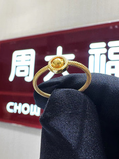 周大福代购 时来运转戒指猫眼珠黄金戒指小金球可转动 定价R30137