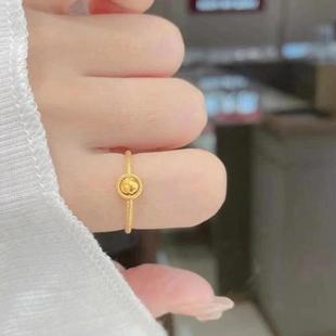 周大福代购 时来运转黄金戒指猫眼足金转运珠素金指环定价 R30137