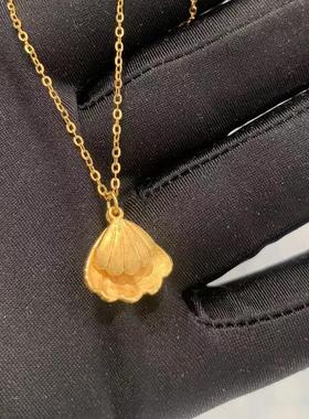 周大福代购 简约新款双层贝壳足金黄金项链女 克减80 计价F231900