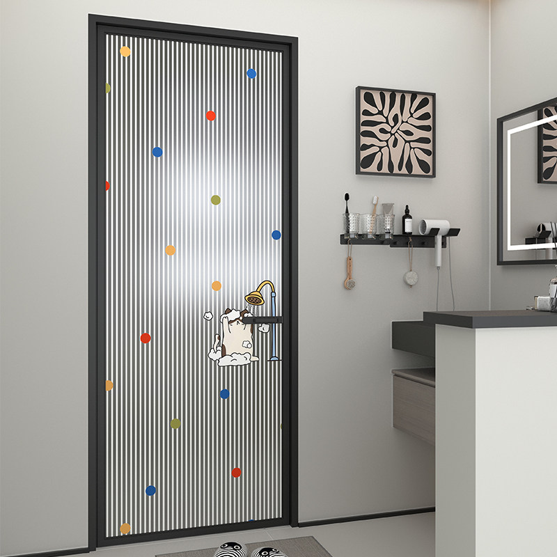 彩色波点小猫装饰浴室卫生间门玻璃贴纸厨房门隔断门防窥静电贴膜,家居饰品,软装墙贴,淘宝优惠券,粉丝福利购,淘宝优惠卷