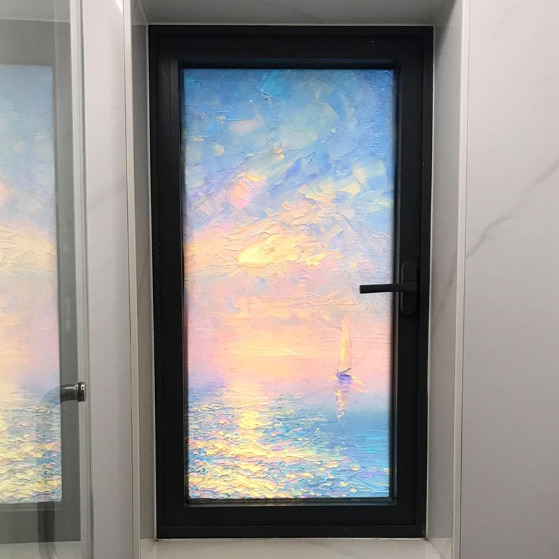 南墙壁纸油画透光磨砂贴纸玻璃贴厕所卫生间窗户防窥隐私保护贴膜