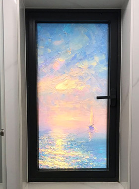 南墙壁纸油画透光磨砂贴纸玻璃贴厕所卫生间窗户防窥隐私保护贴膜