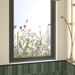 复古植物花卉装饰贴膜卫生间厕所防窥膜阳台飘窗布置静电贴纸窗花