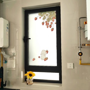 浴室窗户装 饰画磨砂玻璃贴膜洗手间淋浴房静电无胶玻璃贴纸不透人